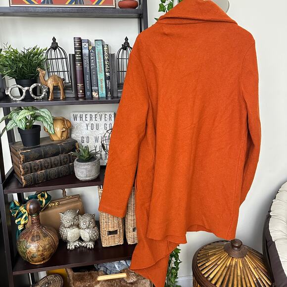 GARNET HILL Asymmetrical Boiled-Wool Coat Pumpkin Orange Sz 10 - Picture 6 of 6